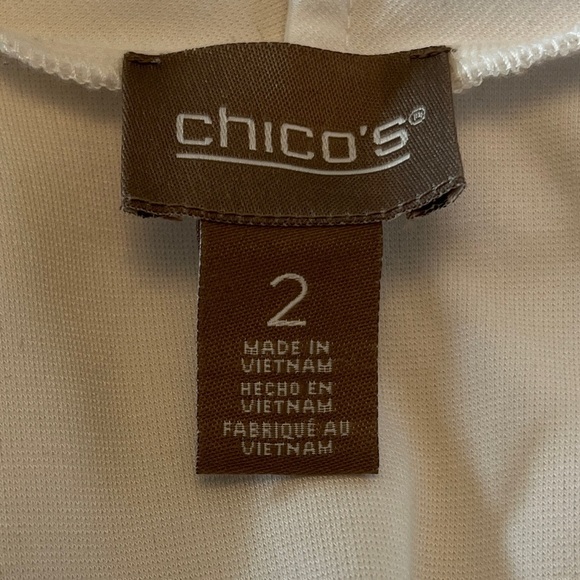 CHICO’S Open Front Waterfall Collar White Jacket Blazer Elastic Back Detail - Picture 15 of 15